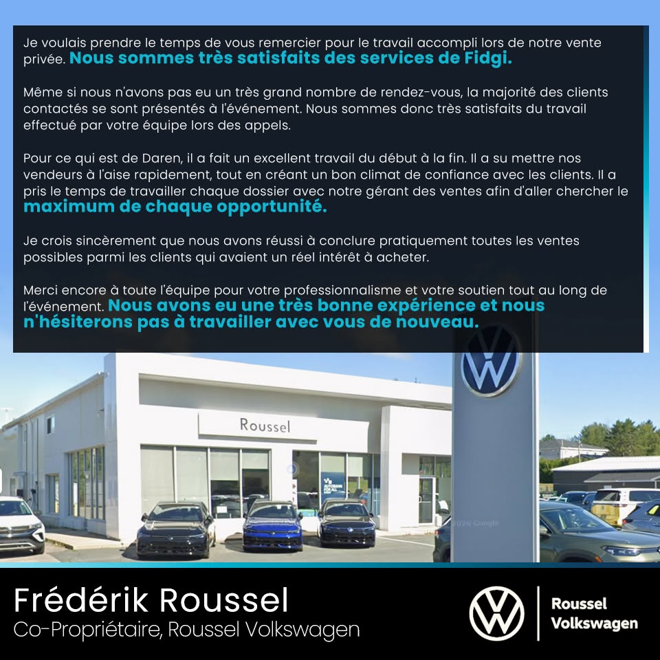 Merci à Roussel Volkswagen ! 
Daren McFarlane